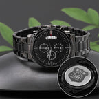 Men's Engraved Watch, We've Got Your Six, Charcoal Black, Gift Watch