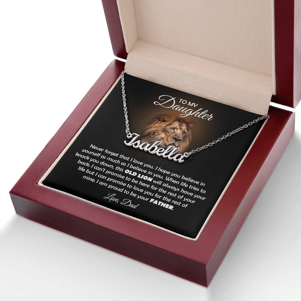 TO MY DAUGHTER OLD LION NAME NECKLACE GIFT SET