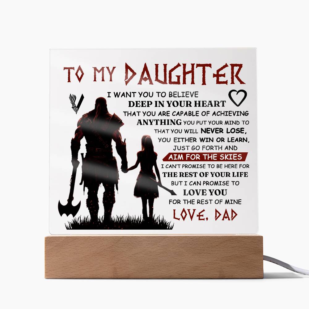 TO MY DAUGHTER VIKING SQUARE ACRYLIC PLAQUE