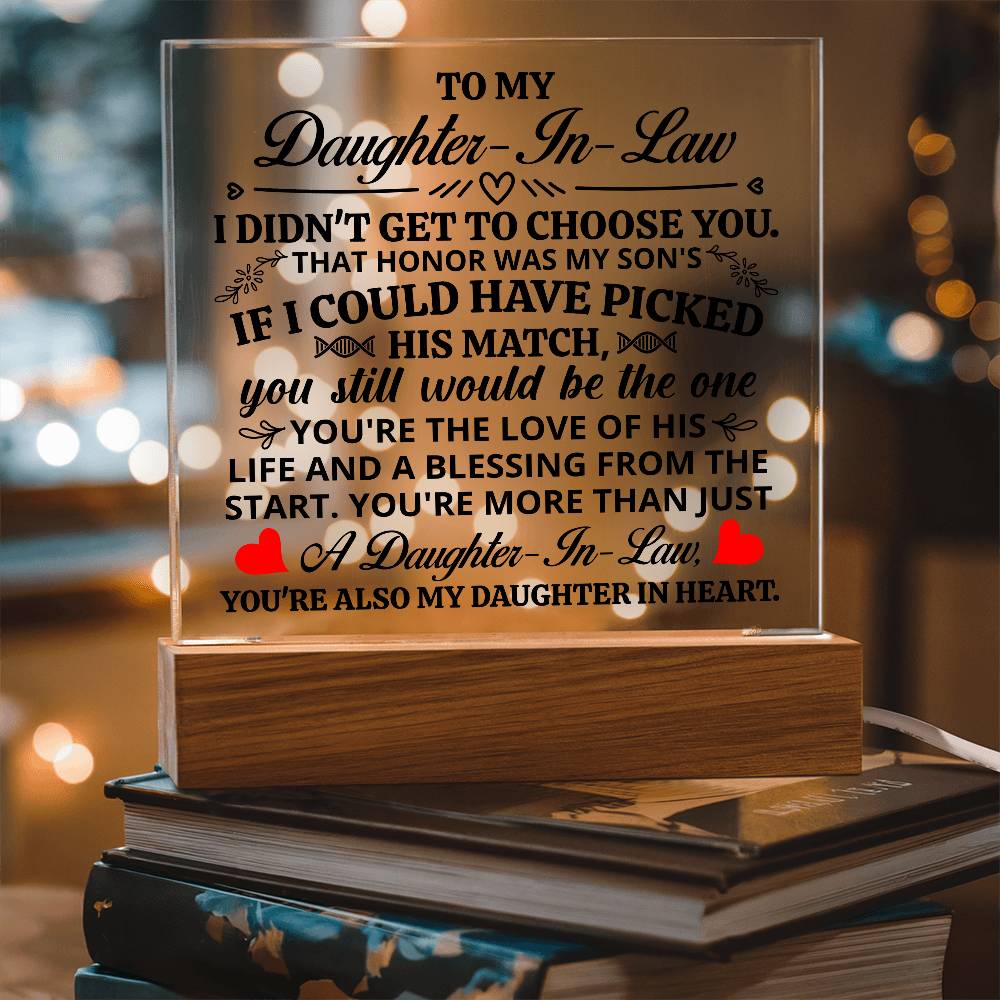 TO MY DAUGHTER IN LAW HONOR SQUARE ACRYLIC