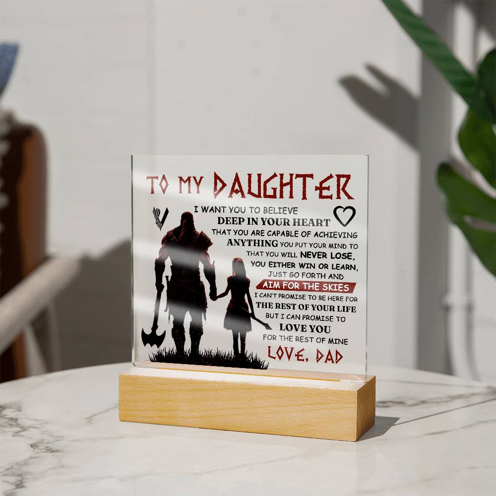 TO MY DAUGHTER VIKING SQUARE ACRYLIC PLAQUE