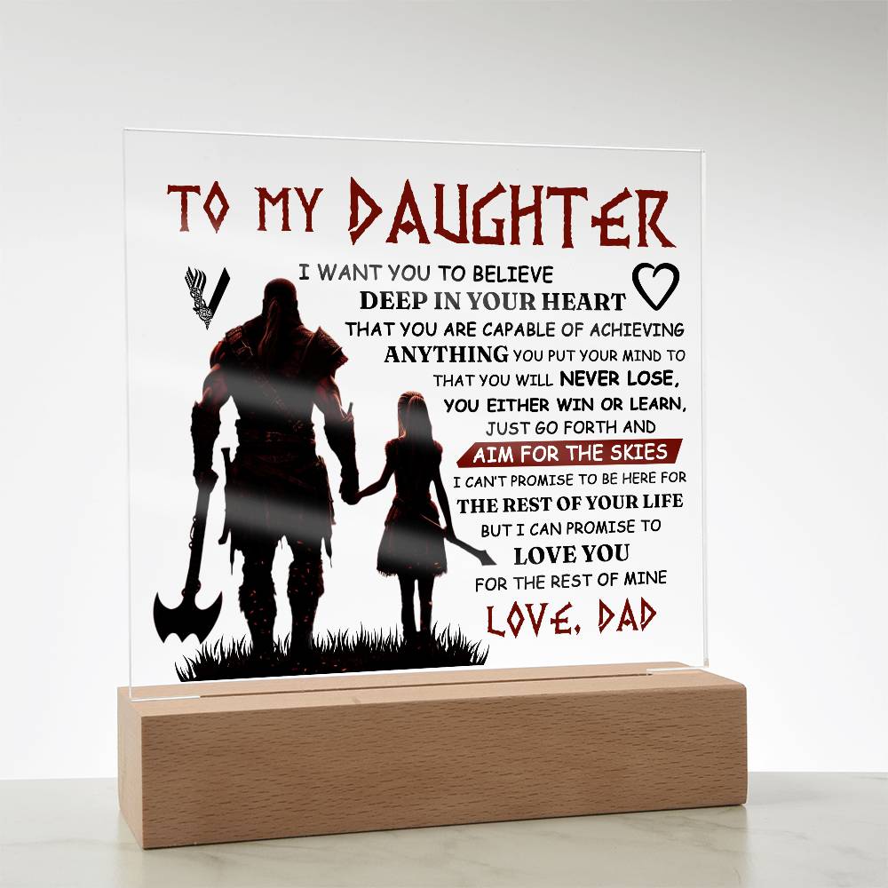 TO MY DAUGHTER VIKING SQUARE ACRYLIC PLAQUE