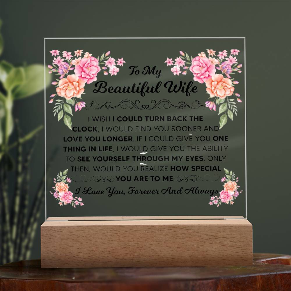 TO MY BEAUTIFUL WIFE SQUARE ACRYLIC PLAQUE